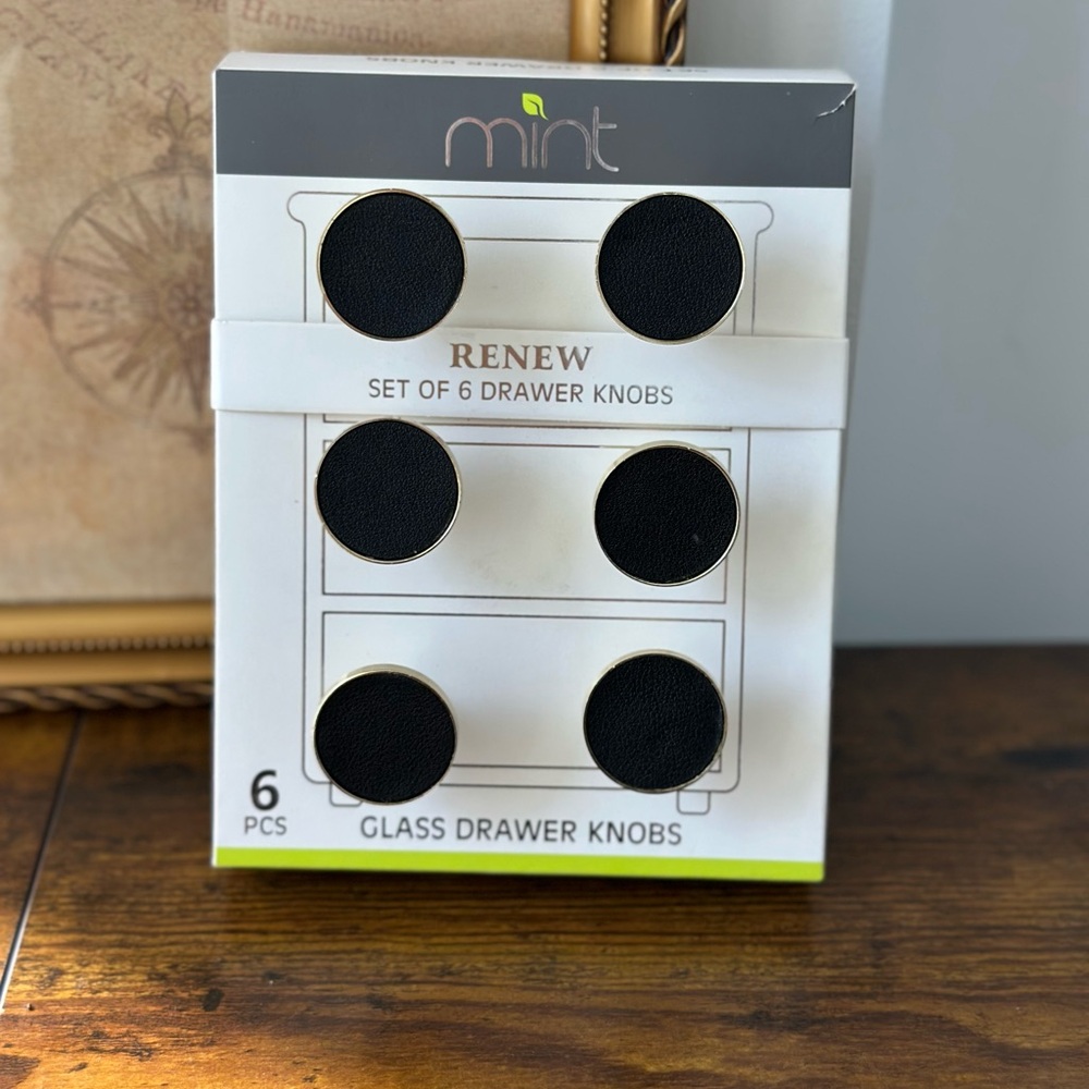 Mint Black and Gold Drawer Knobs Set of 6